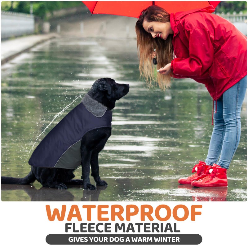 BONAWEN Winter Dog Coat 100% Waterproof Thicken Pet Jacket for Lab Pitbull Doberman Standard Poodle,German Sheperd Large Bread Dog(Navy,3XL) - Image 3